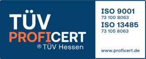 TÜV Hessen PROFICERT
ISO 9001 - 73 100 8063
ISO-13485 - 73 105 8063